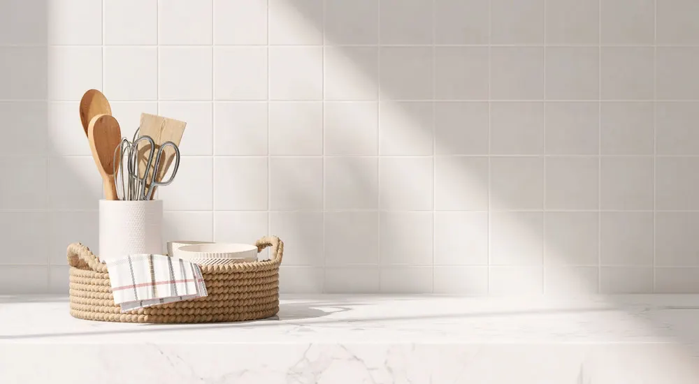 Clean kitchen tile backsplash